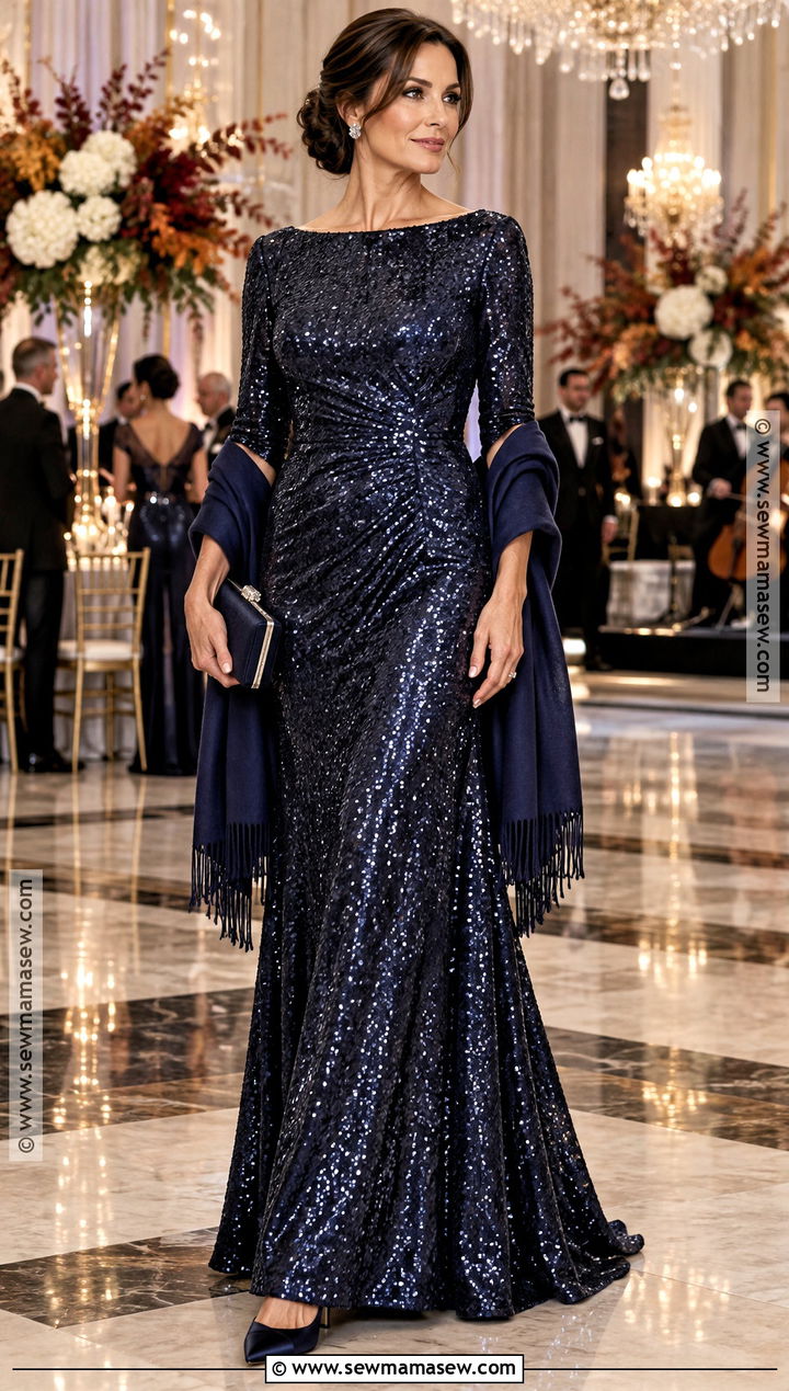 Midnight Blue Sequin Mother Of The Groom Gown - 15 mother of groom fall dresses