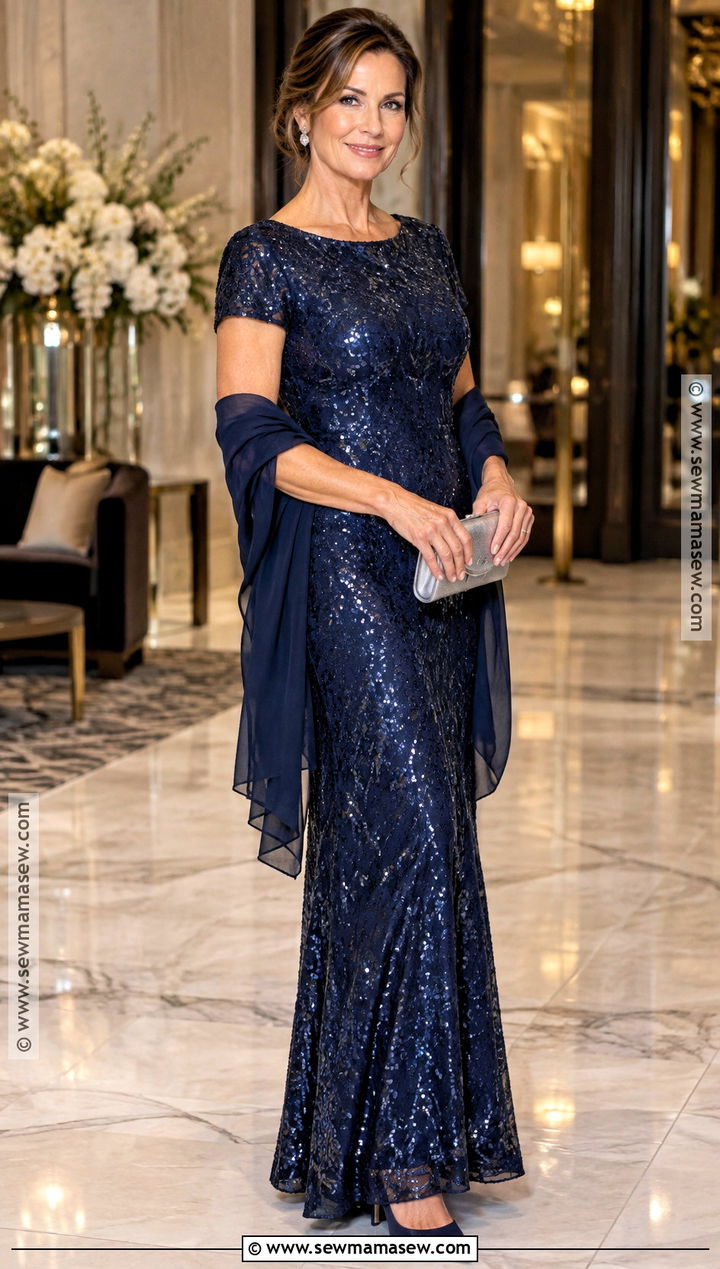 Midnight Blue Sequin Mother of the Bride Dress - 15 Mother Of Bride Dresses Fall Wedding