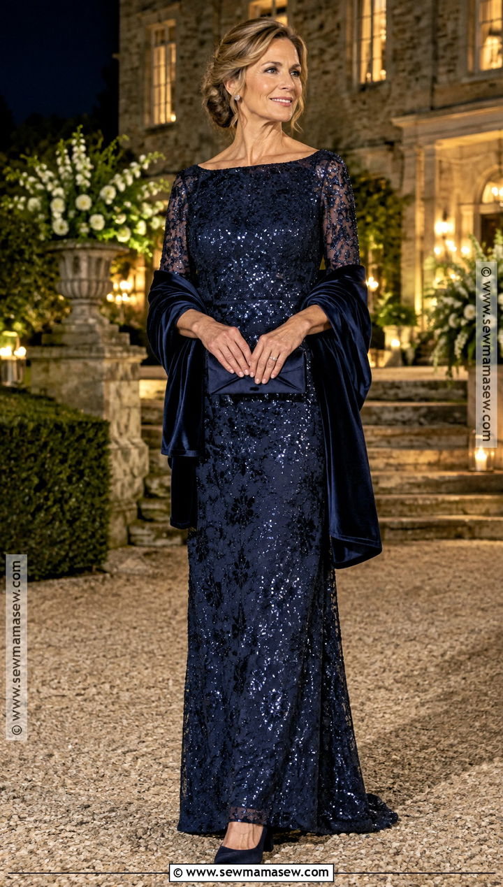 Midnight Blue Sequin Mother of the Bride Gown - 20 mother of the bride dresses fall outdoor