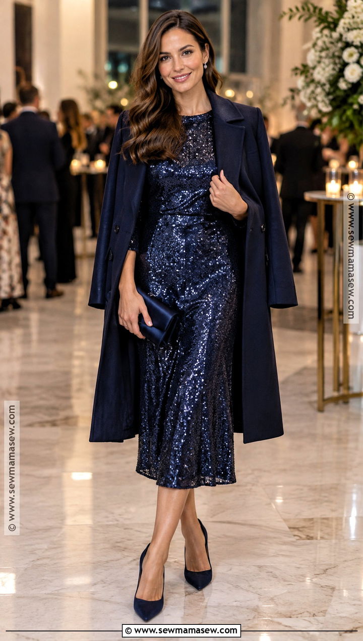 Midnight Blue Sequin Semi Formal Dress - 20 fall semi formal dresses