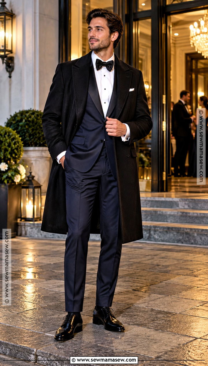 Midnight Blue Tuxedo October Wedding Guest Outfit - 15 October Wedding Guest Outfits for Men