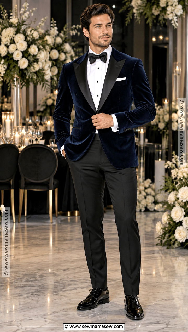 Midnight Blue Velvet November Groom Attire - 15 november groom attire ideas