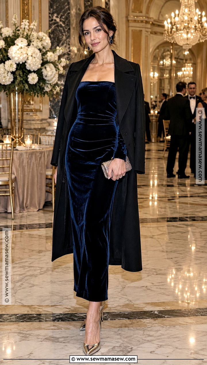 Midnight Blue Velvet Wedding Guest Dress - 20 wedding dresses guest fall