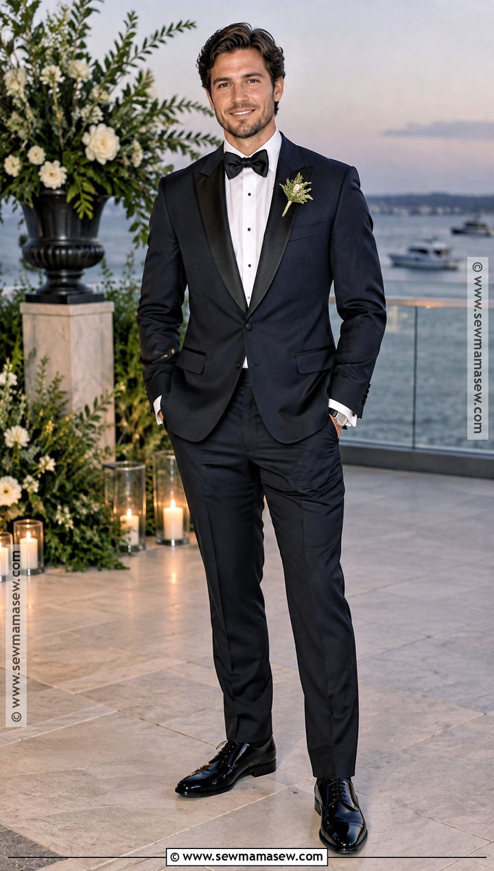 Midnight Navy Fall Wedding Tuxedo - 20 fall wedding tux groom attire ideas