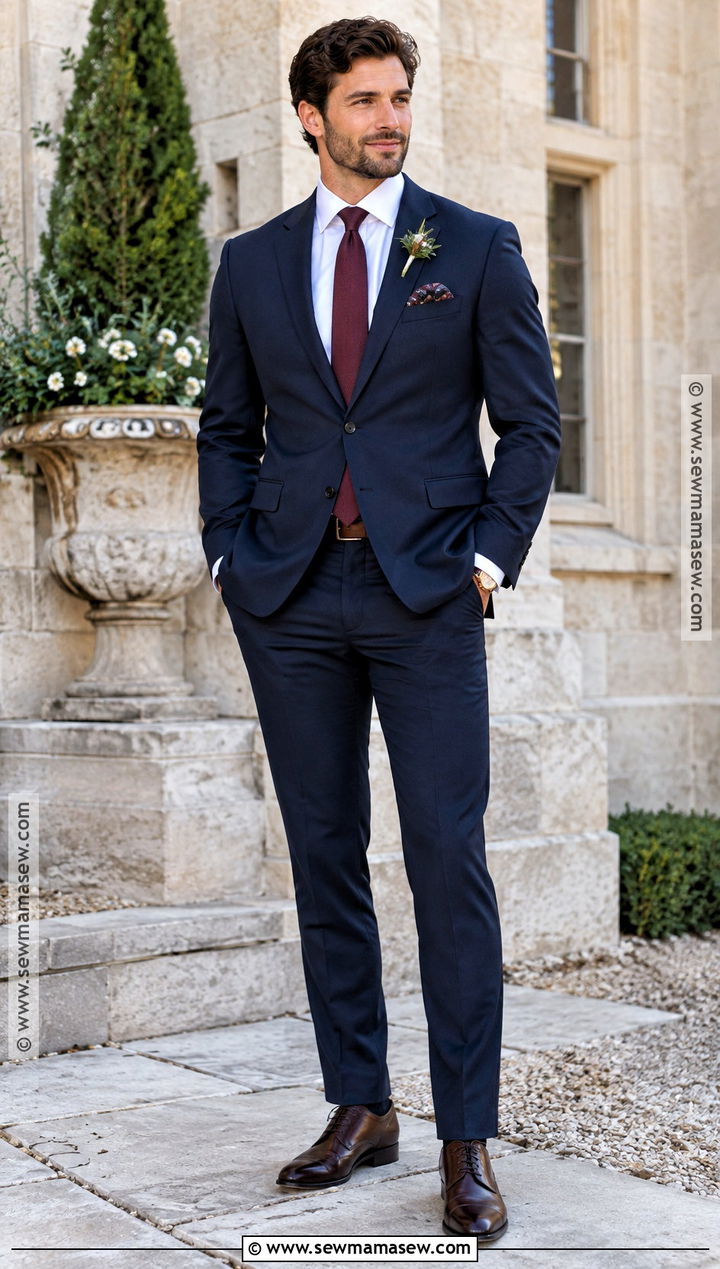 Midnight Navy Groom Suit for a Fall Wedding - 15 fall mens wedding attire groom style ideas