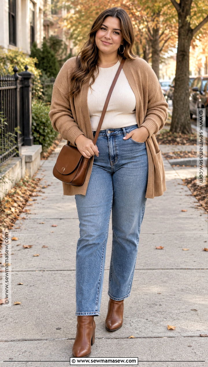 Midsize Autumn Outfit With Straight Leg Jeans - 15 autumn outfits casual midsize