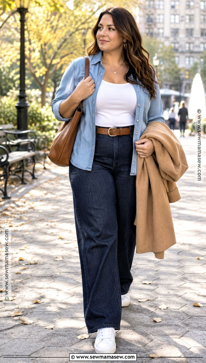 Midsize Double Denim And Sneakers Outfit - 15 fall 2026 outfits midsize