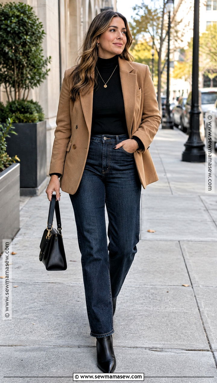 Midsize Fall Blazer And Straight Leg Jeans Outfit - 25 mid size outfits fall
