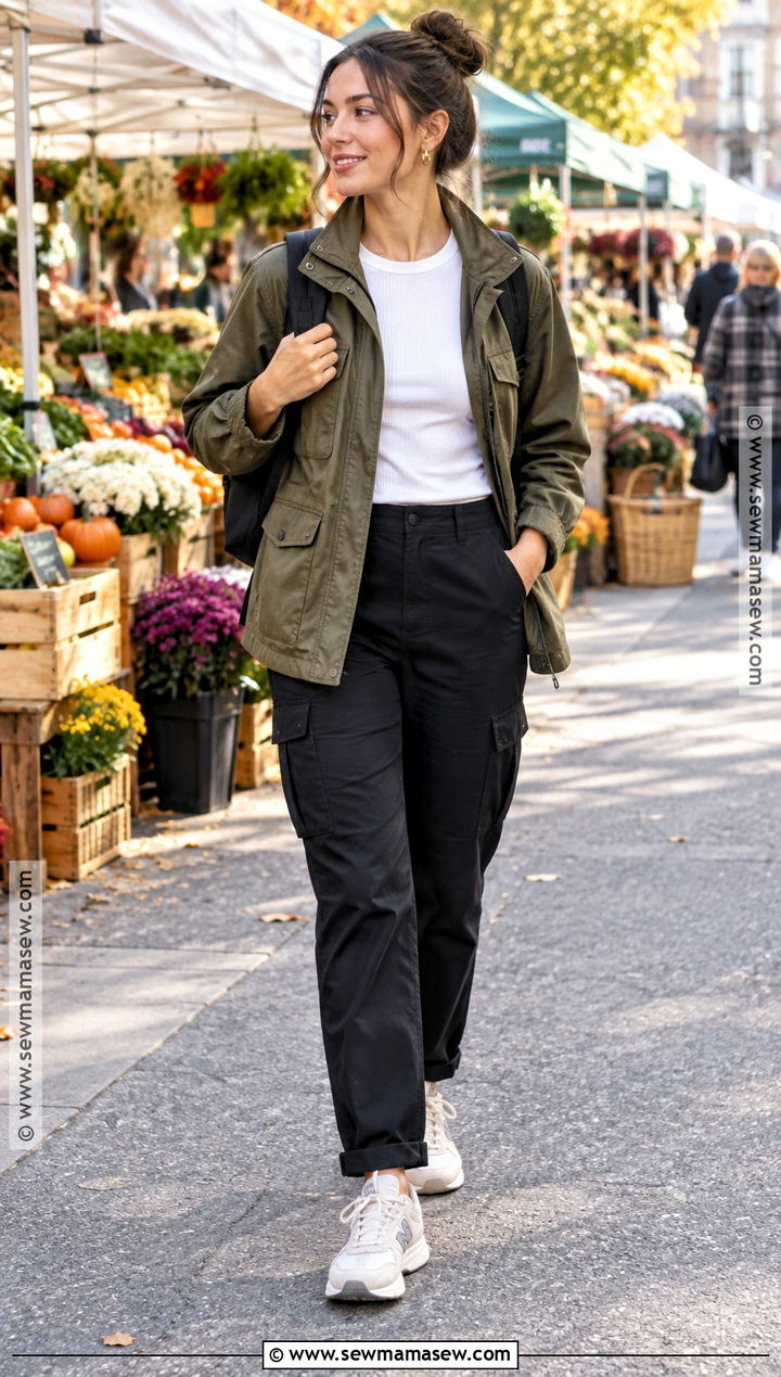 Midsize Fall Utility Jacket Outfit With Cargo Pants - 15 fall outfit inspo 2026 midsize ideas