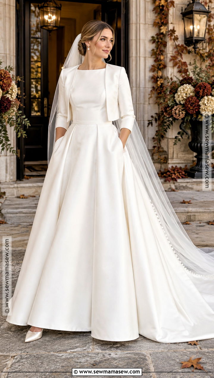 Mikado A Line Wedding Dress With Pockets - 15 A Line Wedding Dress Fall Ideas