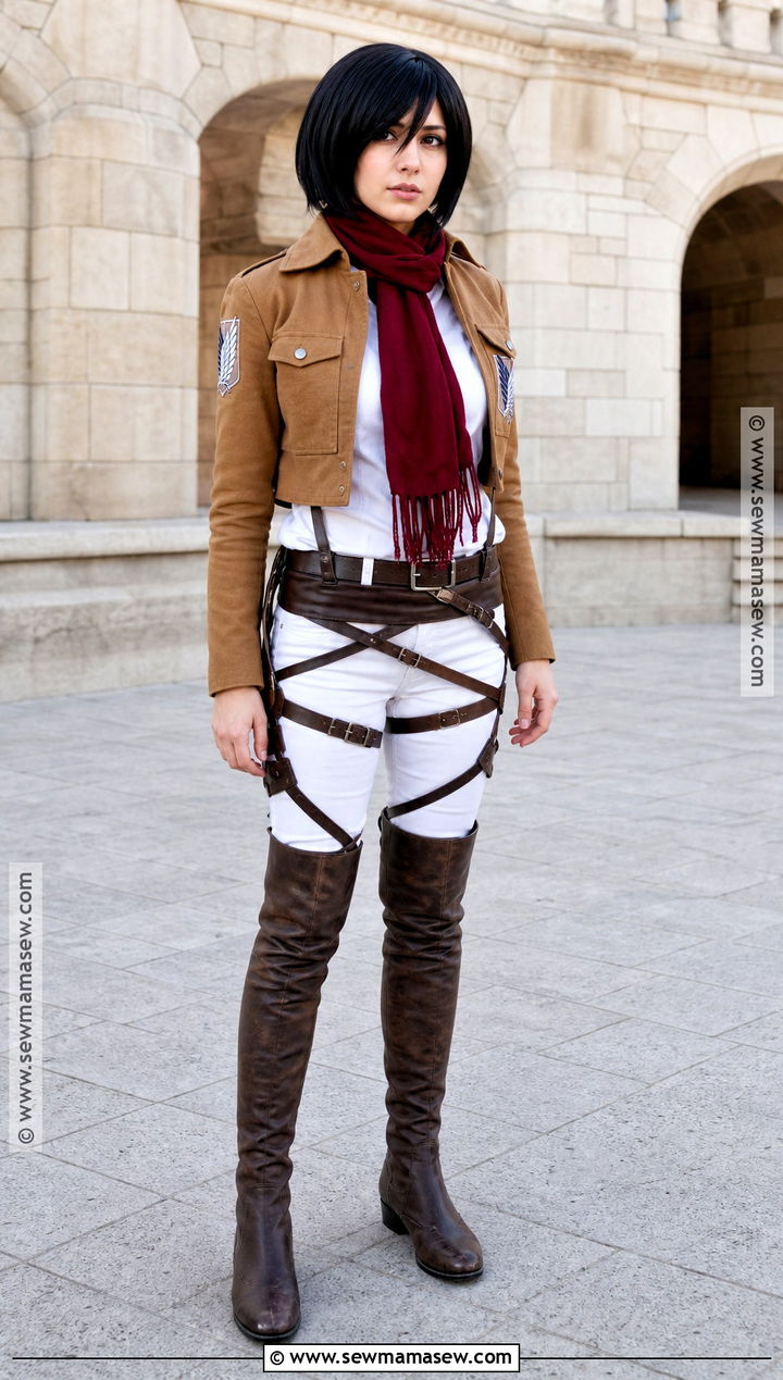 Mikasa Ackerman Cosplay With Red Scarf - 30 short hair cosplay characters ideas