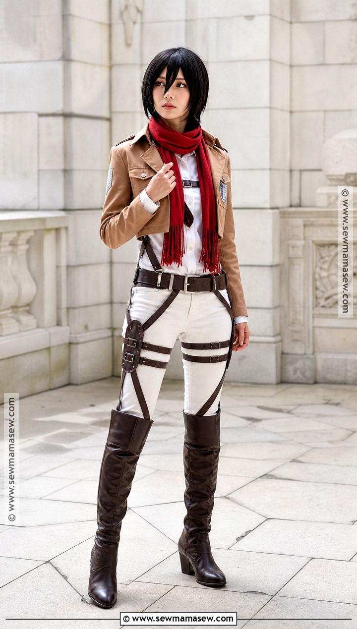 Mikasa Black Hair Cosplay With Red Scarf - 30 cosplay black hair ideas