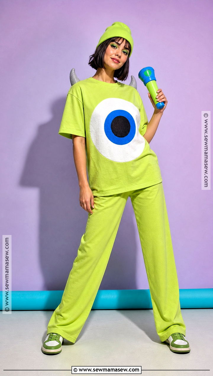 Mike Wazowski Costume With Green T Shirt - 30 monsters inc costume ideas