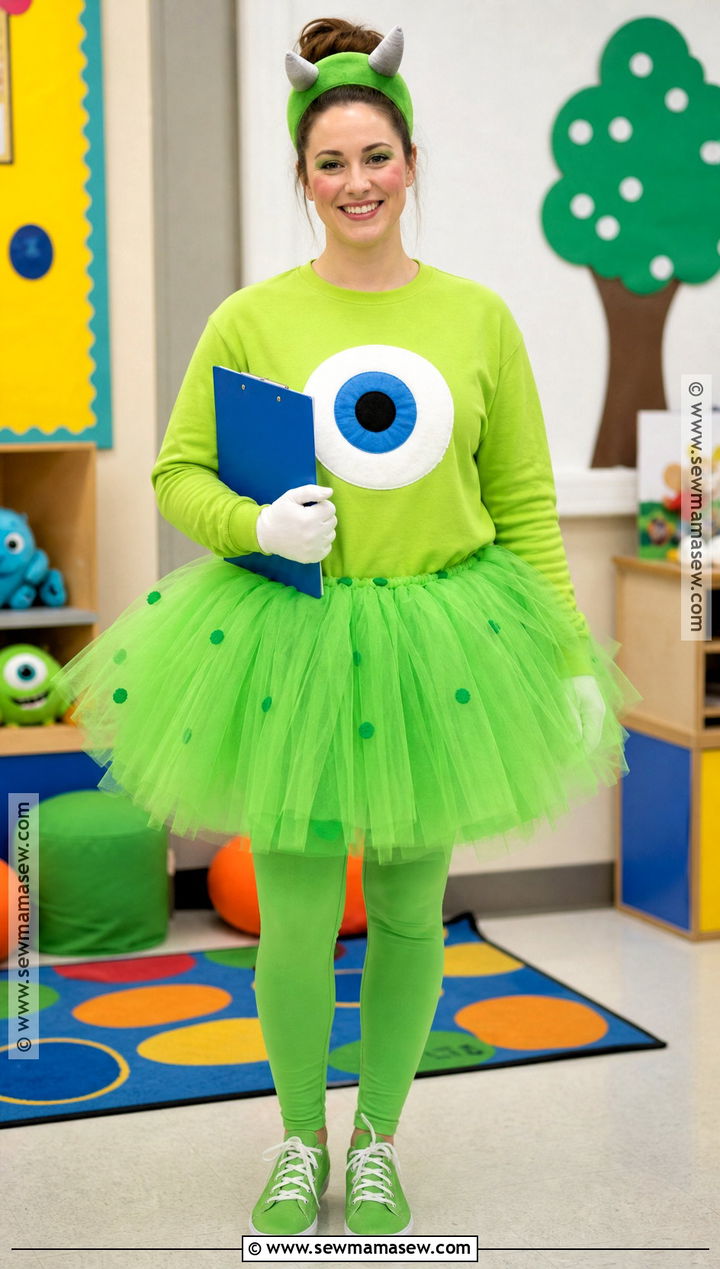 Mike Wazowski Costume With Green Tutu - 30 Disney Characters Dress Up Ideas
