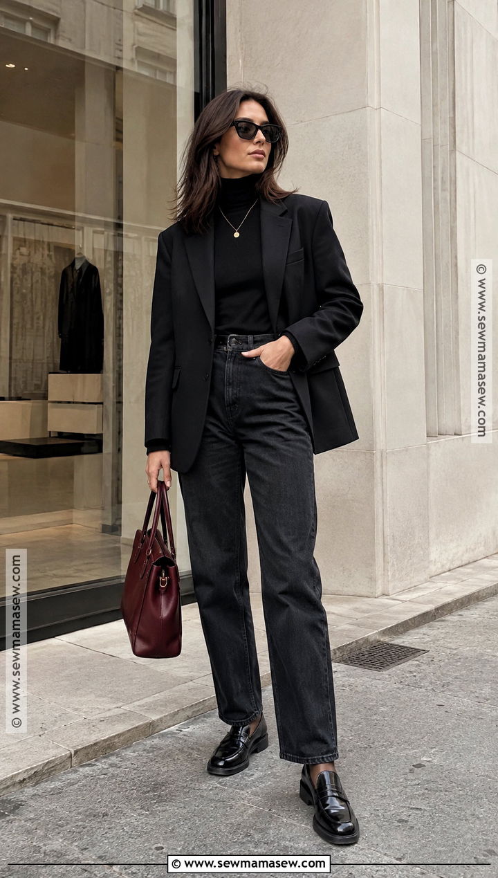Milan October Black Blazer And Black Jeans Outfit - 20 milan october outfit ideas