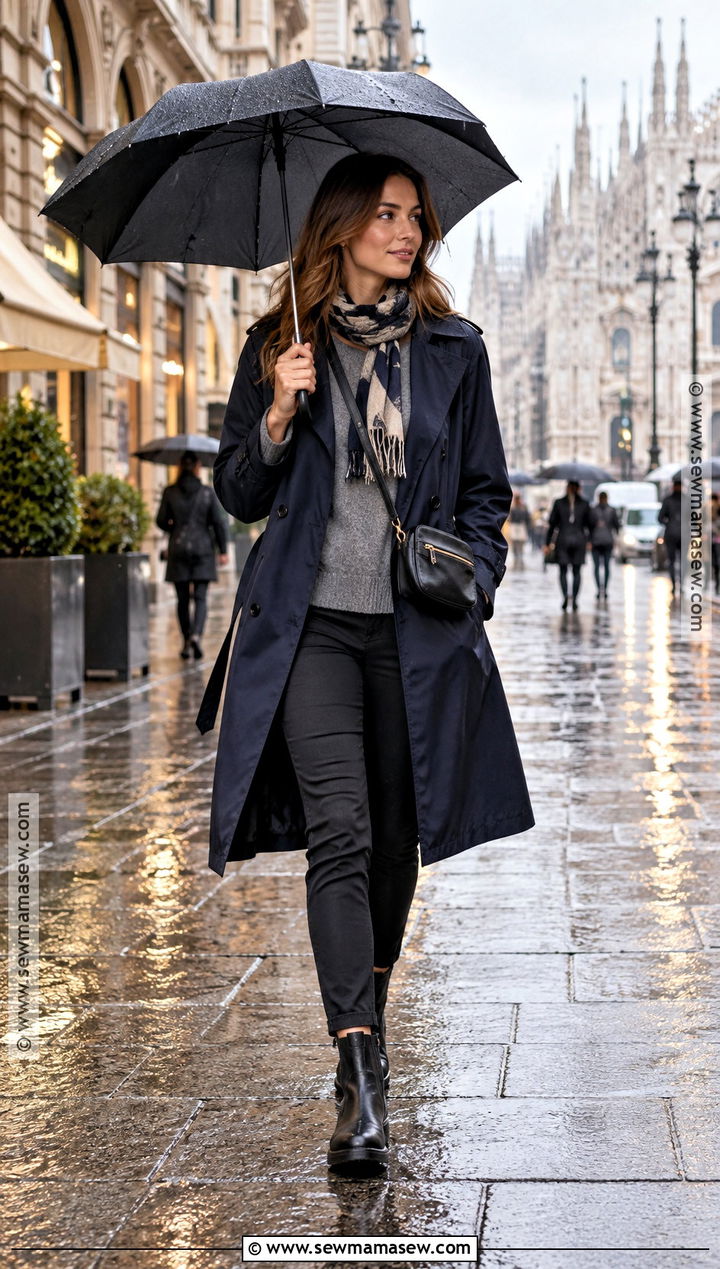 Milan October Rainy Day Trench Coat Outfit - 20 milan october outfit ideas
