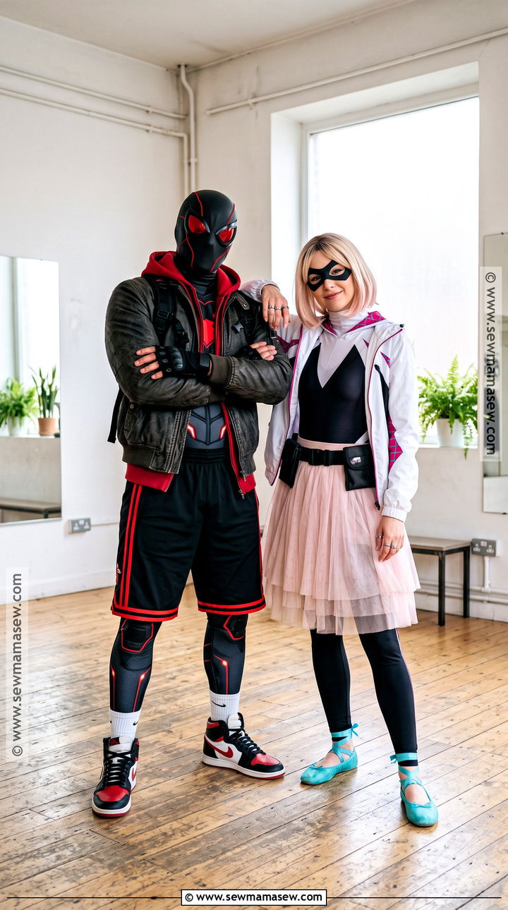 Miles Morales Hoodie And Gwen Ballet Costume - 30 Spiderman Couples Costume Ideas