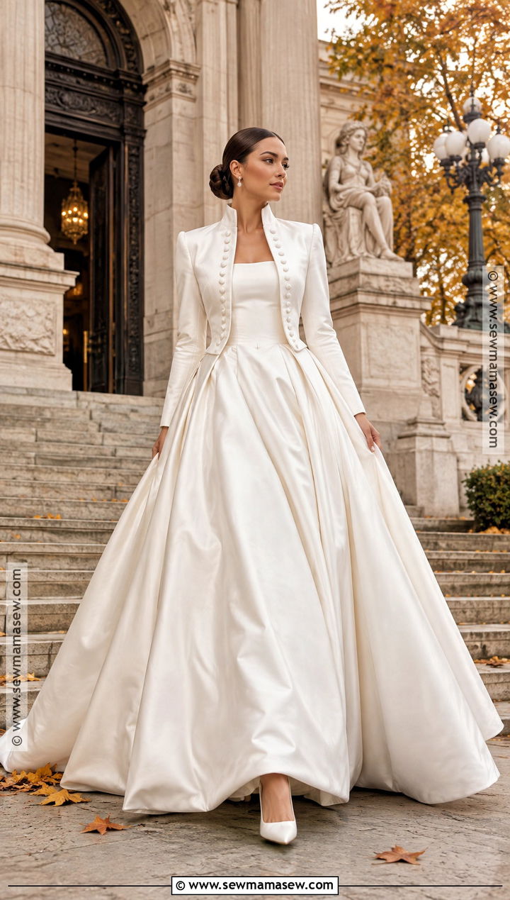 Military Bridal Jacket With Ball Gown - 15 Fall Wedding Jacket Brides Ideas