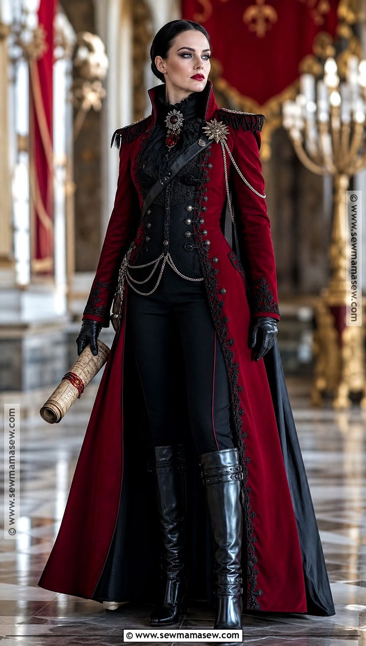 Military Dracula Costume With Red Jacket - 30 Dracula Costume Ideas for Women