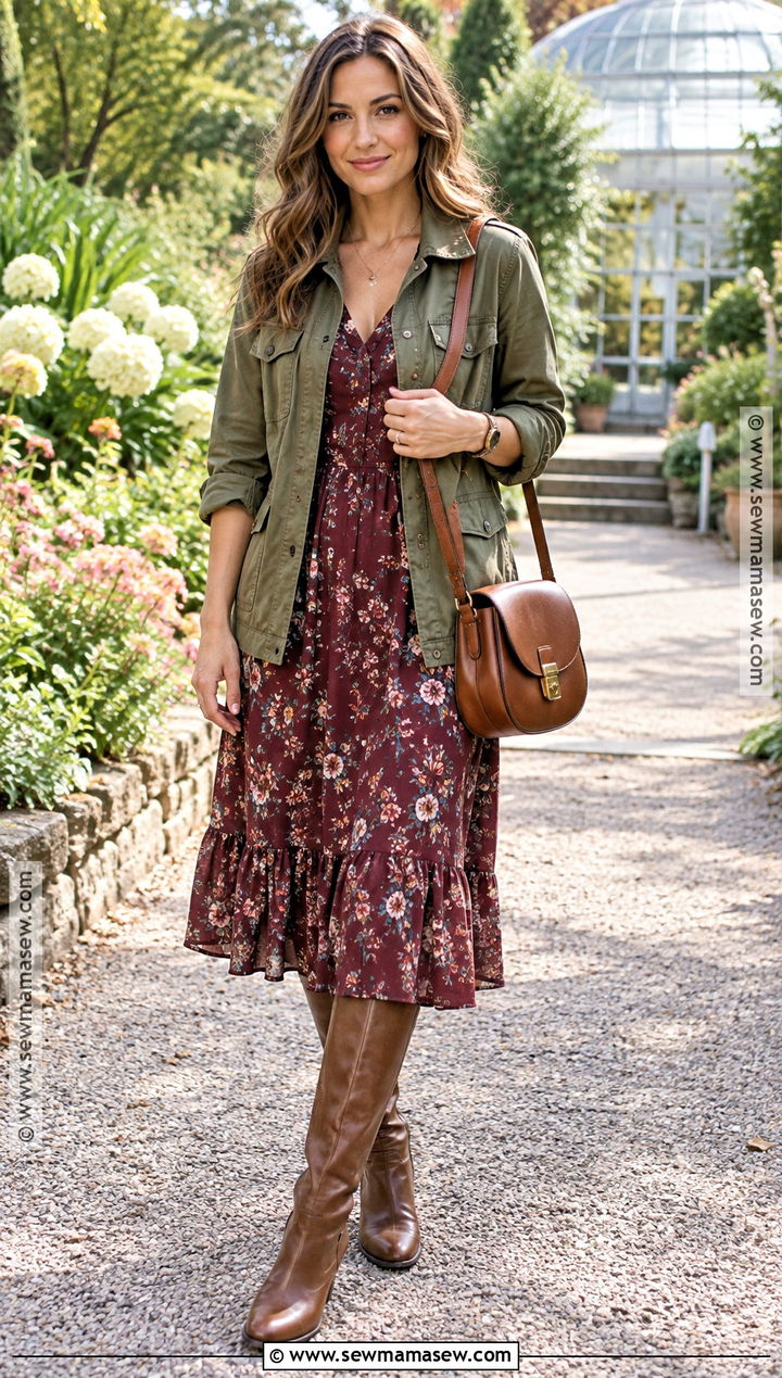 Military Jacket With Midi Dress - 30 fall jackets