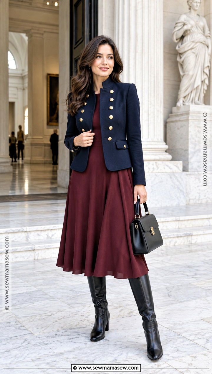 Military Jacket With Midi Dress - 15 trendy fall jackets