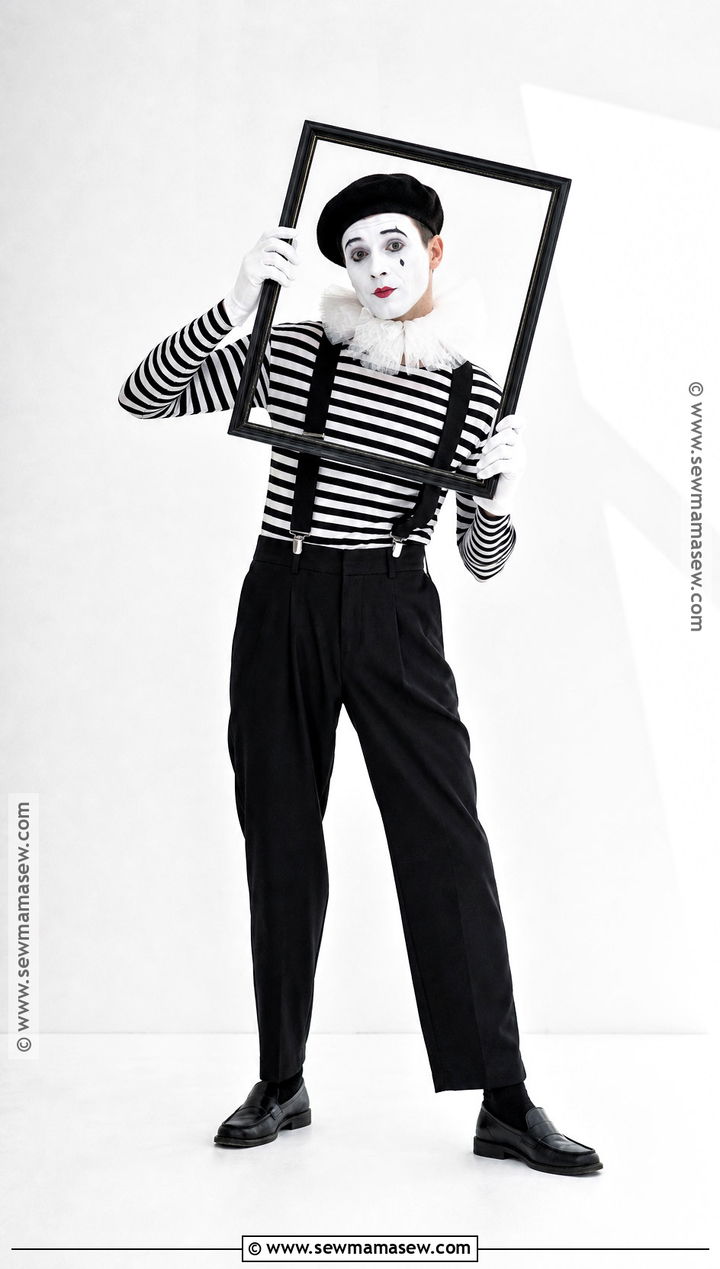 Mime Clown Costume With Striped Shirt - 30 Costume Clown Ideas