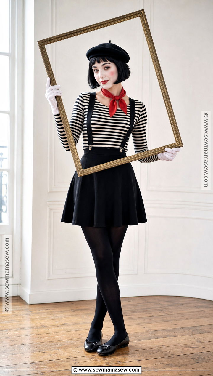 Mime Costume With Black Suspender Skirt - 30 halloween costumes black skirt