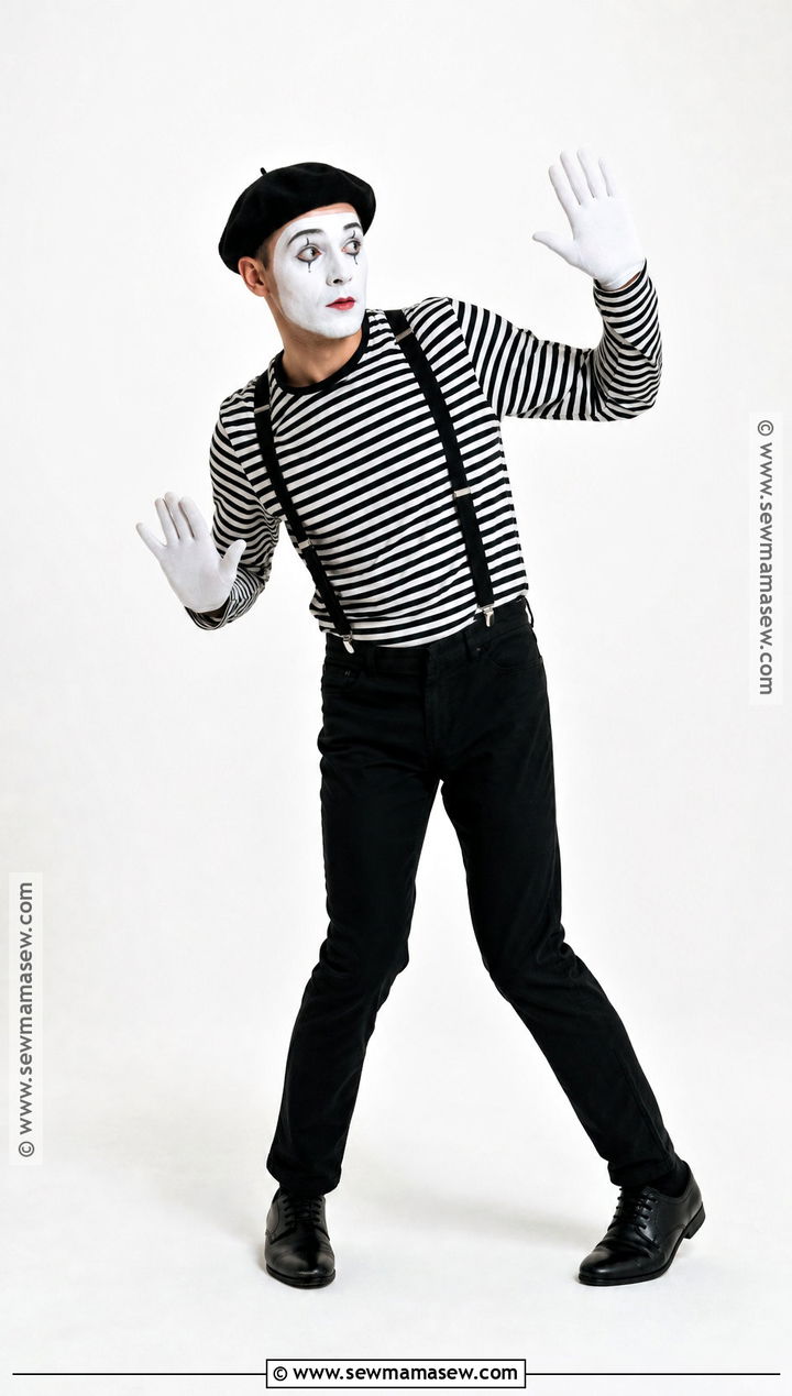 Mime Costume With Striped Shirt - 30 Simple Halloween Costumes for Men