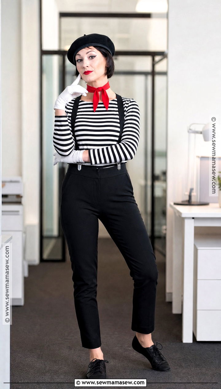 Mime Costume With Striped Shirt - 35 easy halloween costumes for work