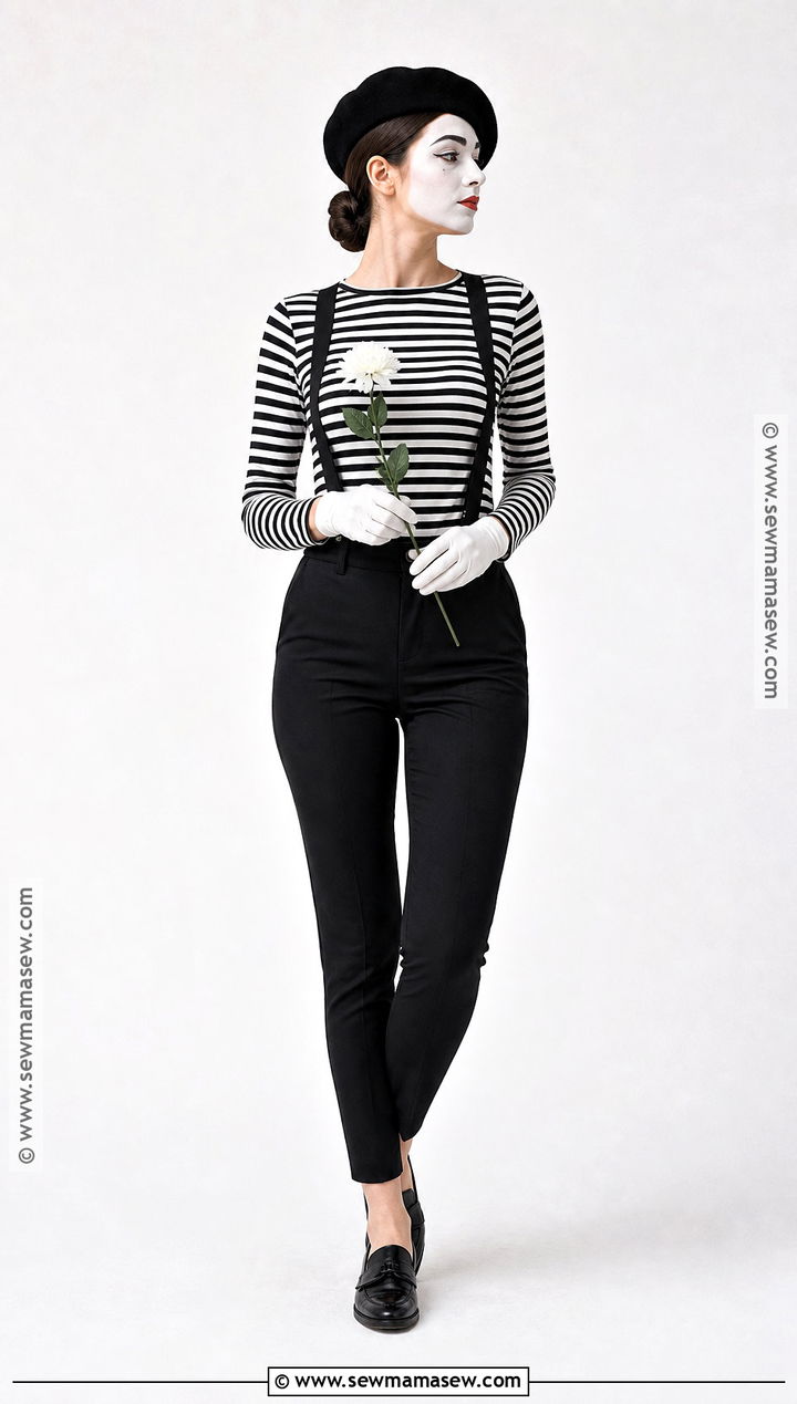 Mime Costume With Striped Shirt - 35 quick easy halloween costumes for women