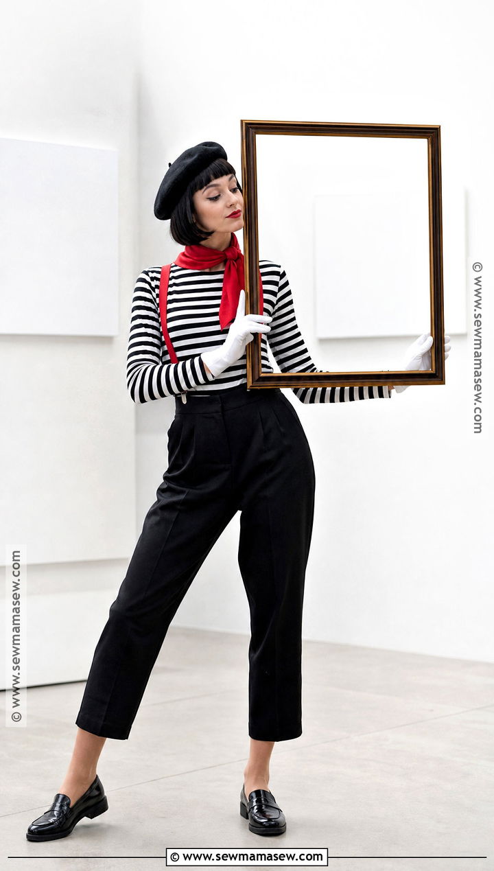 Mime Costume With Striped Shirt - 40 halloween costumes black hair