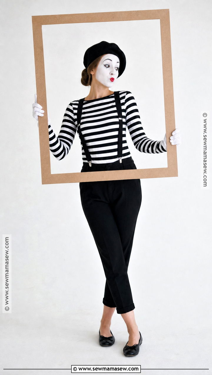 Mime Costume With Striped Shirt - 30 Simple Costumes For Women Last Minute