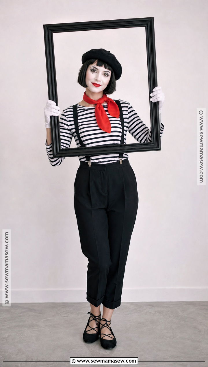 Mime Costume With Striped Top - 35 Halloween Costume Ideas for Women