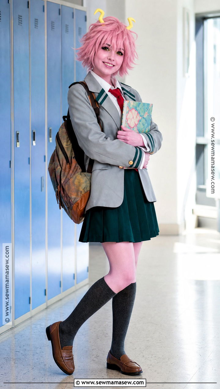 Mina Ashido Costume With School Uniform - 35 pink hair halloween costume ideas