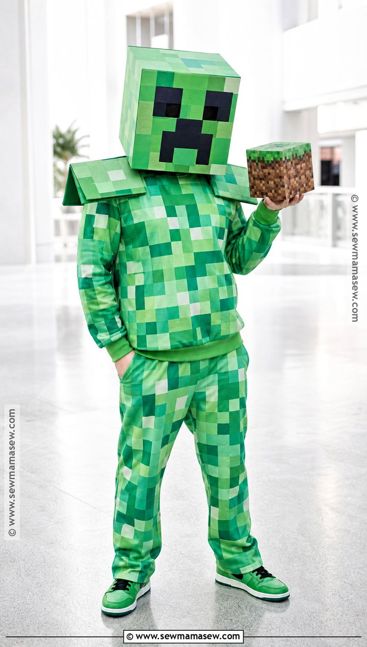 Minecraft Creeper Cosplay With Block Head - 40 minecraft cosplay ideas