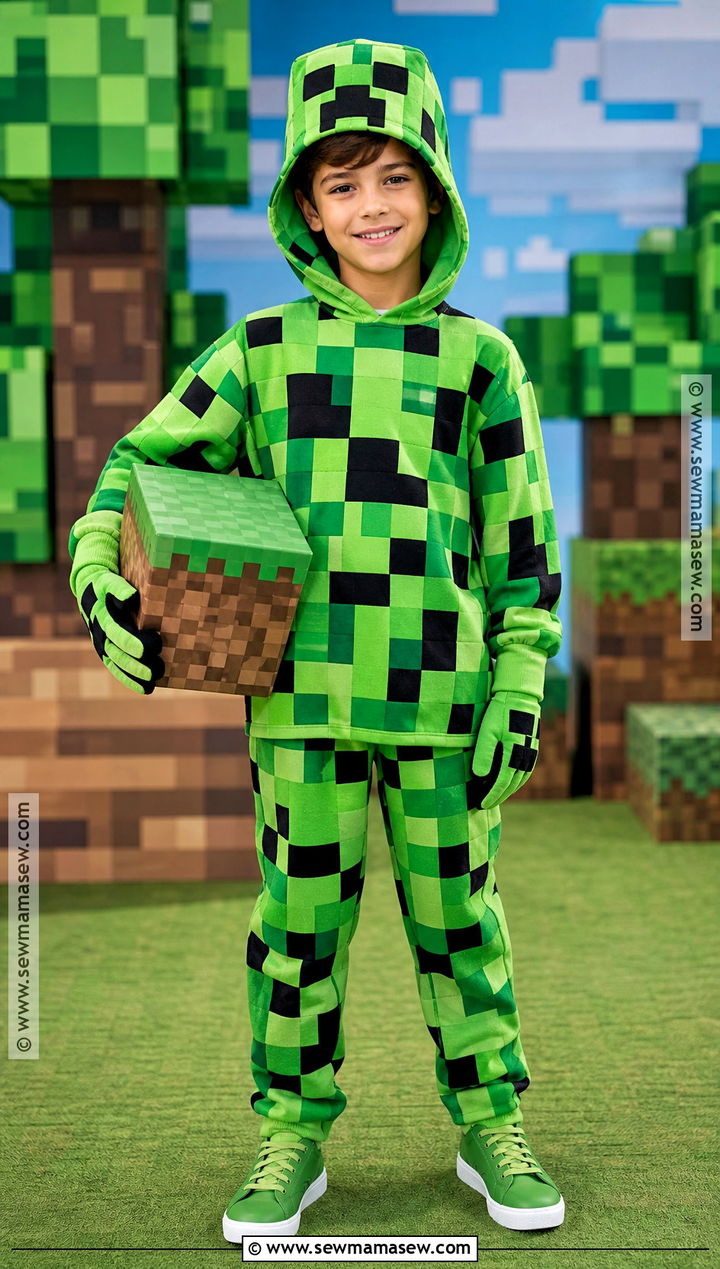 Minecraft Creeper Costume With Green Hoodie - 40 boys halloween costumes