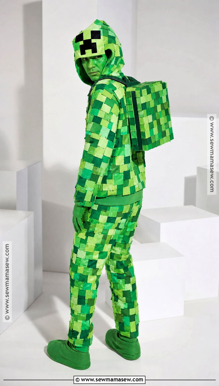 Minecraft Creeper Costume With Green Hoodie - 30 Video Game Halloween Costumes