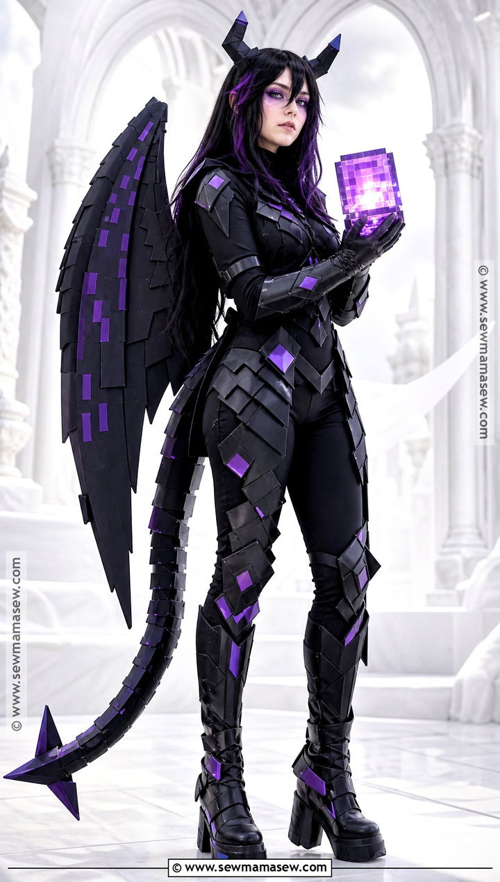 Minecraft Ender Dragon Cosplay With Purple Wings - 40 minecraft cosplay ideas