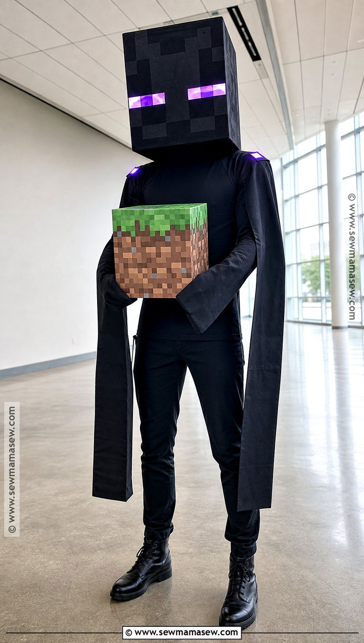 Minecraft Enderman Cosplay With Grass Block - 40 minecraft cosplay ideas