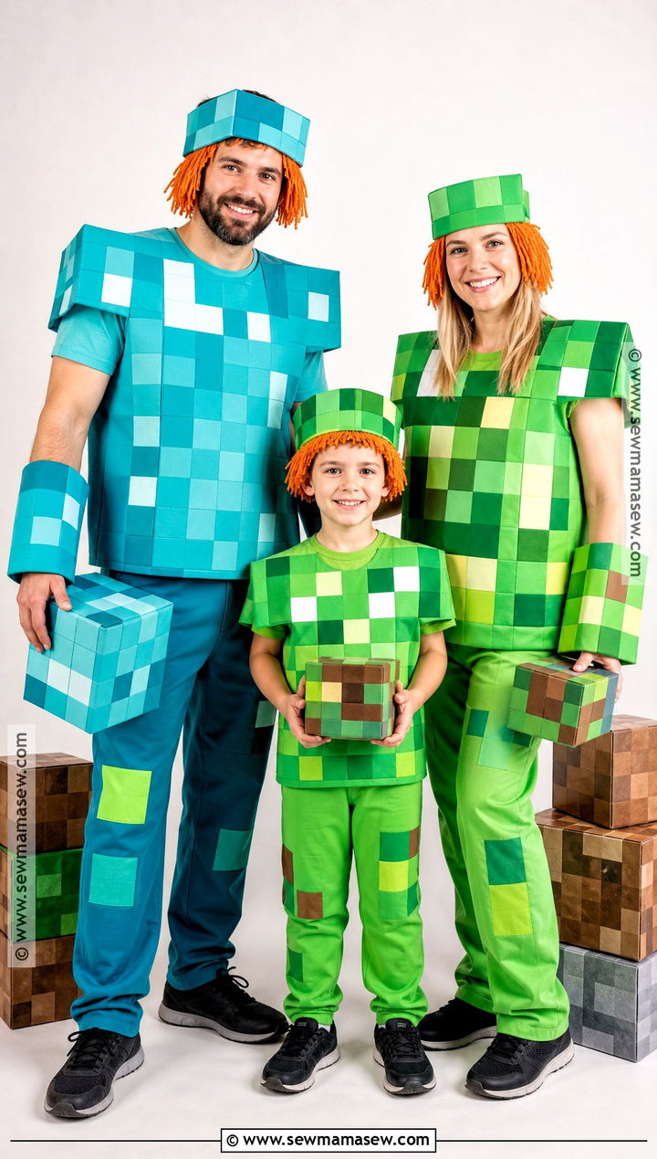 Minecraft Family Costume - 35 Family Of Three Halloween Costumes