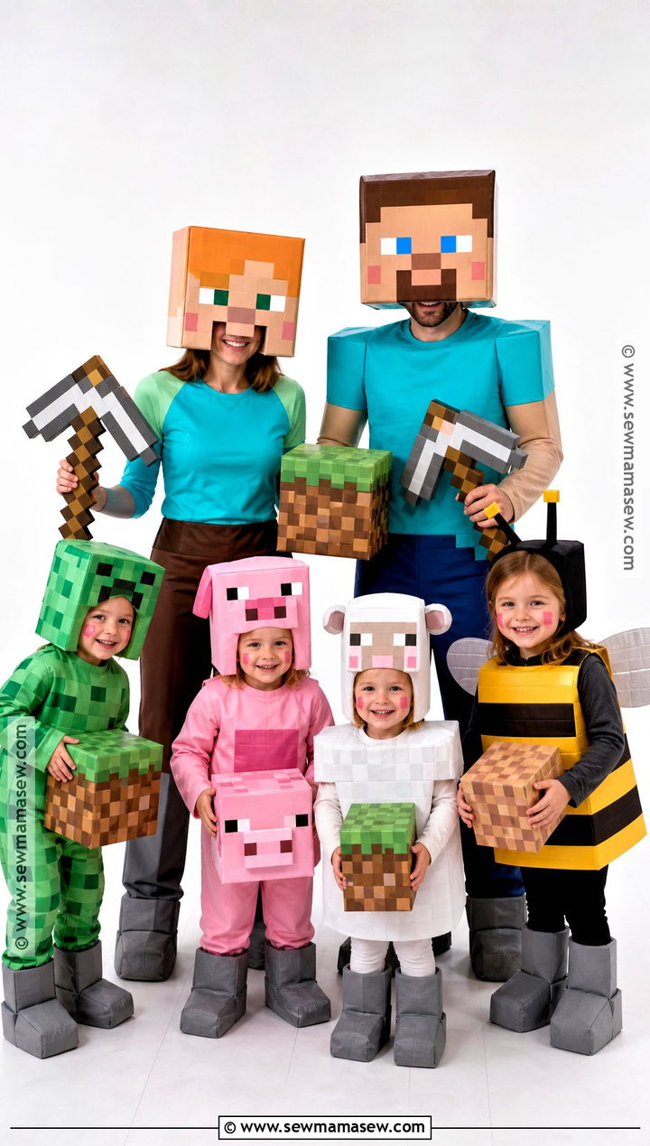 Minecraft Family Costume - 50 family halloween costumes