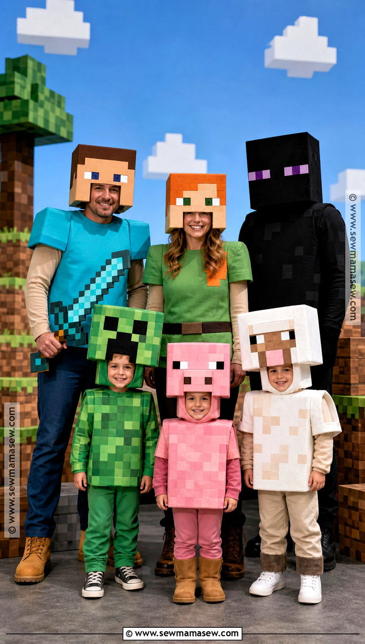Minecraft Family Costume For Six - 30 family of 6 halloween costumes