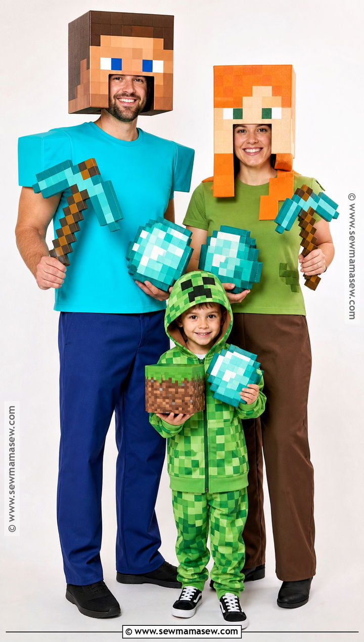 Minecraft Family Costume - 30 3 Family Halloween Costumes