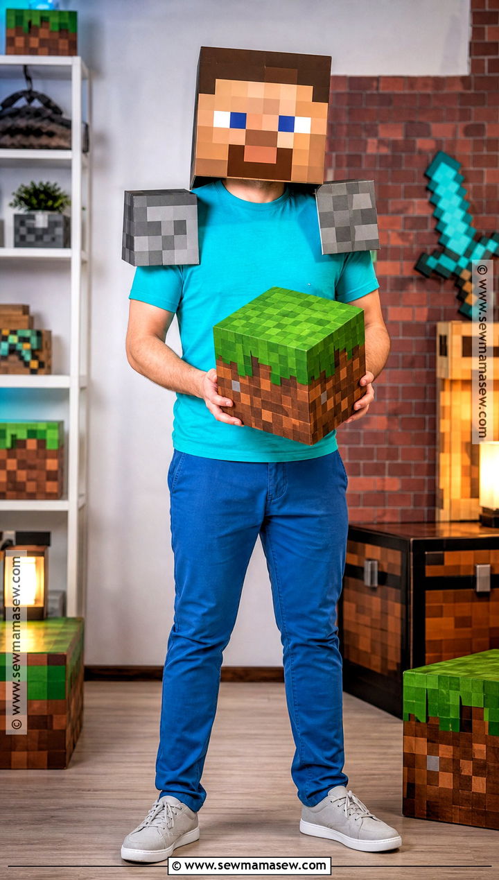 Minecraft Steve Costume With Pixel Armor - 30 costumes for guys