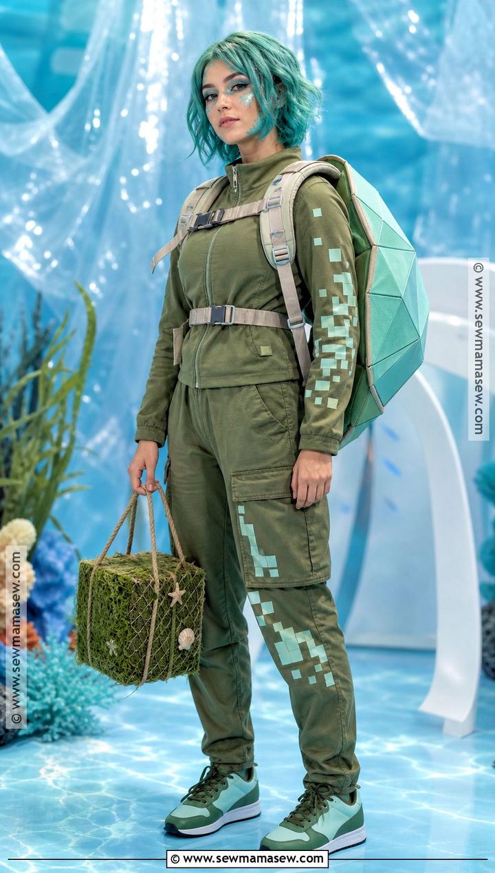 Minecraft Turtle Cosplay With Seagrass Bag - 40 minecraft cosplay ideas