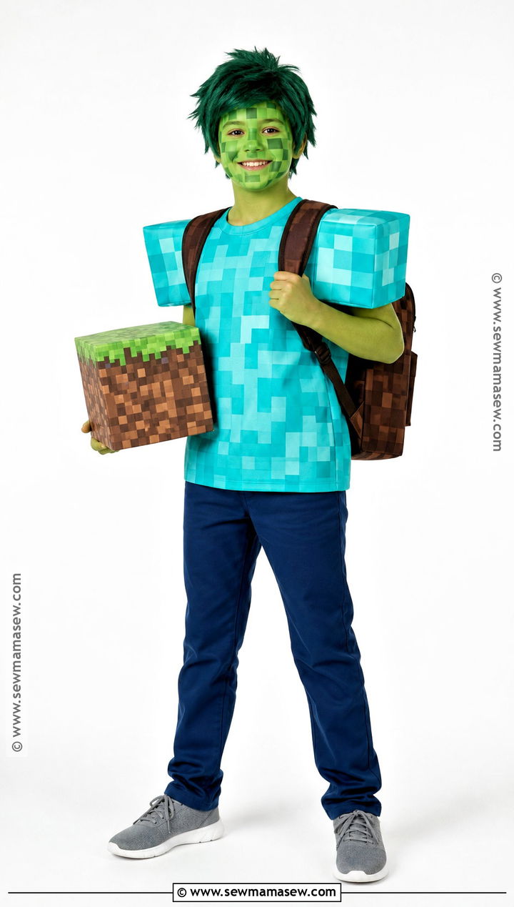 Minecraft Zombie Cosplay With Pixel Shirt - 40 minecraft cosplay ideas