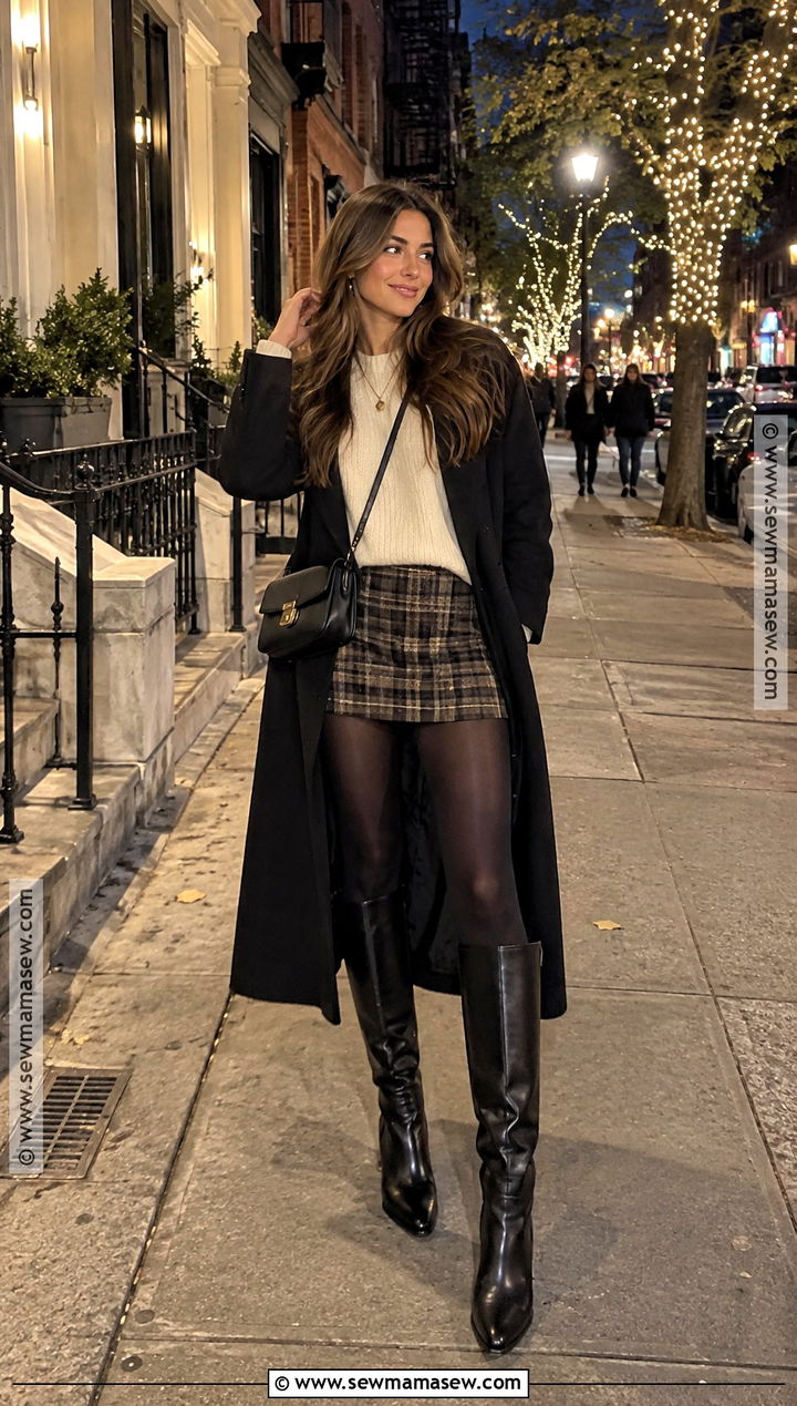 Mini Skirt And Tights New York Night Outfit - 15 new york night outfit fall ideas