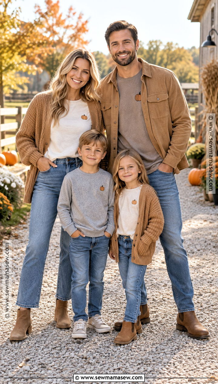 Minimal Pumpkin Family Shirts With Blue Jeans - 15 pumpkin patch shirts for family
