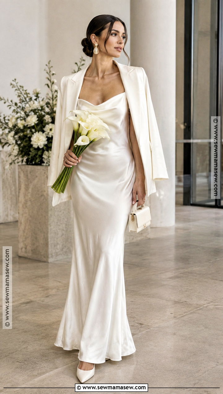 Minimal Slip Dress Fall Bridal Look - 15 fall bridal looks