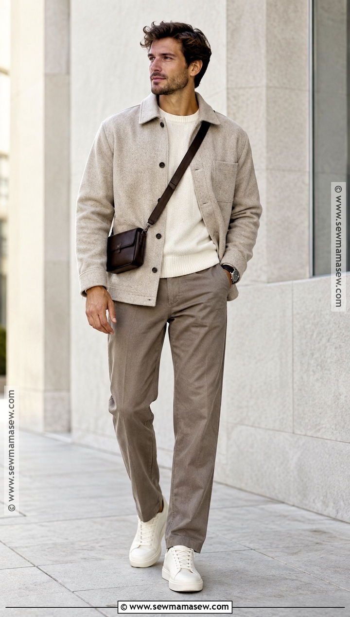 Minimalist Autumn Outfit In Neutral Colors - 20 autumn outfits aesthetic for men